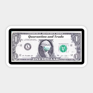 Dollar Bill with Mask - Quarantine and trade Sticker